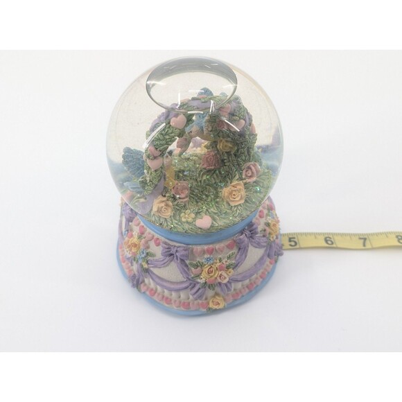 Love Makes The World Go Round Love Birds Flowers Musical Glitter Snow Globe - Picture 6 of 8